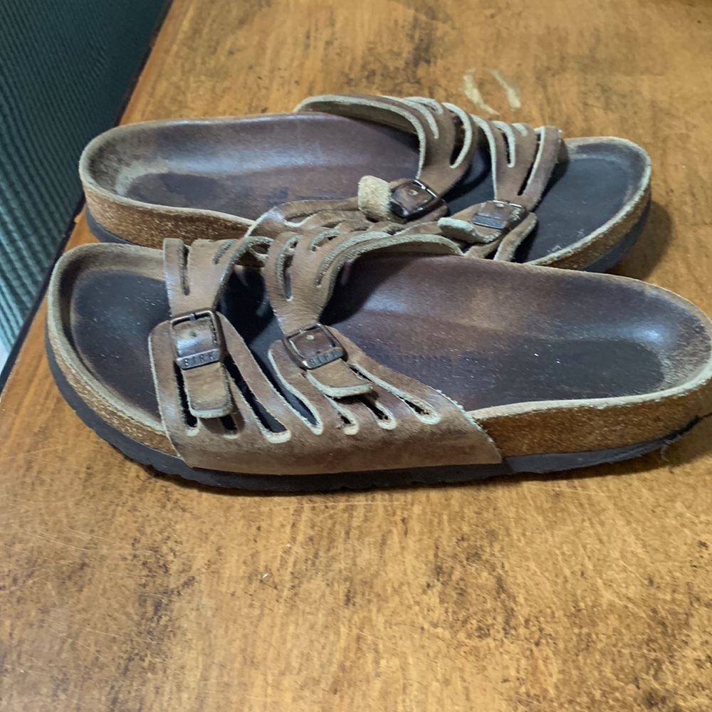 Well worn Birkenstock size 38 sandals